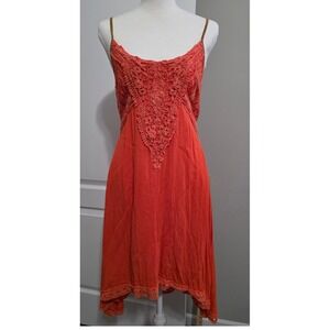 Miss Me‎ Womens Boho Lace Crochet High-Low Dress Burnt Orange Size L EUC Beach